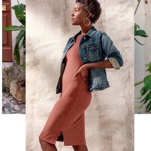 prana Women's Becksa Ribbed Dress Red Orange Small